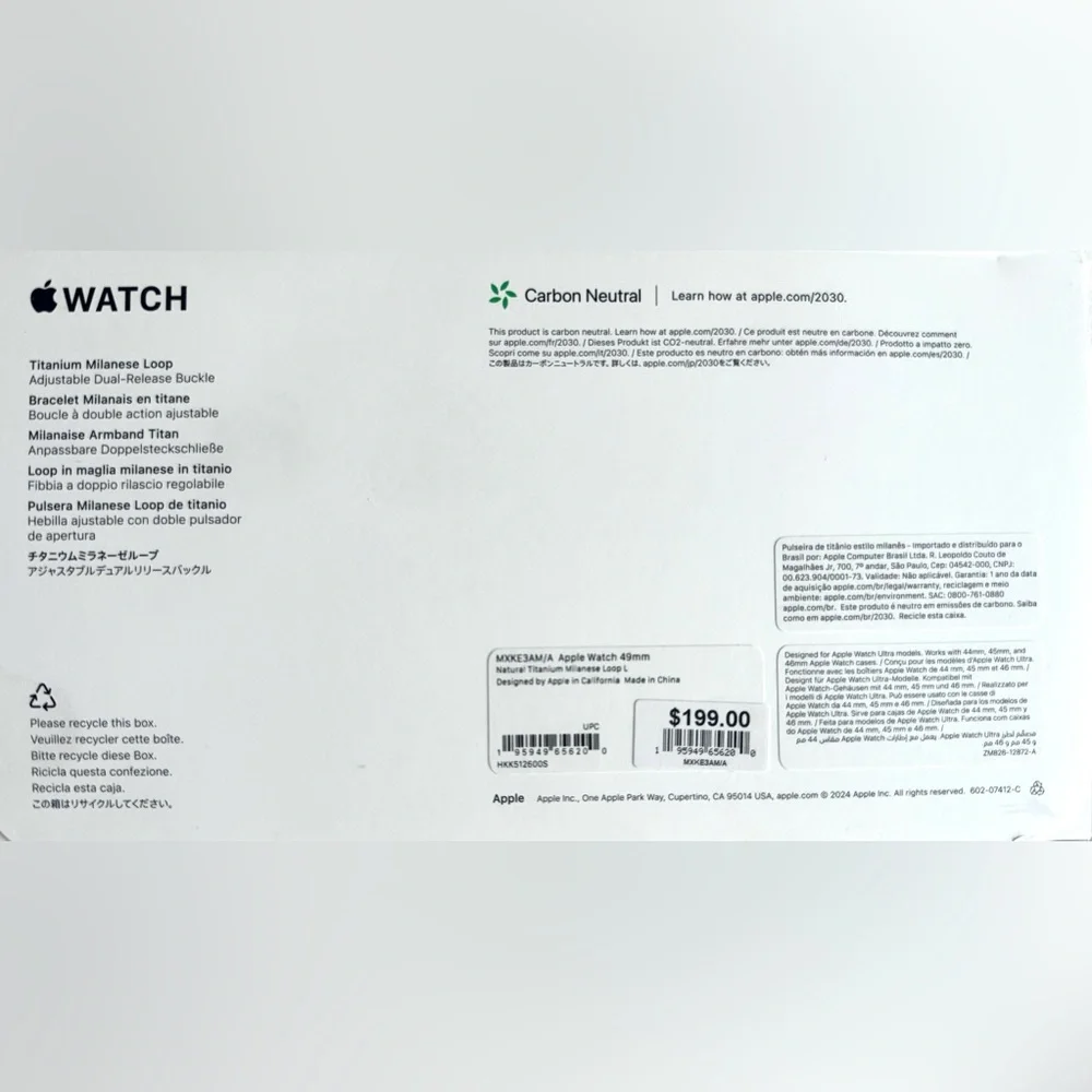 Apple iWatch 49mm NATURAL Titanium Milanese Loop size "L" for UltraII Sealed,NEW - Picture 5 of 14